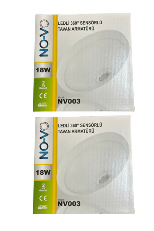 18W Ledli (Beyaz Işık) 360 Derece Sensörlü Tavan Armatürü Nv003 (2 Adet)