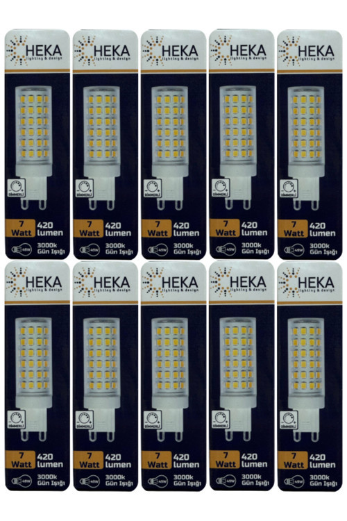 (10 Adet) Heka 7W (49W) 3000K (Gün Işığı) G9 Duylu Dim Edilebilir Led Kapsül Ampul