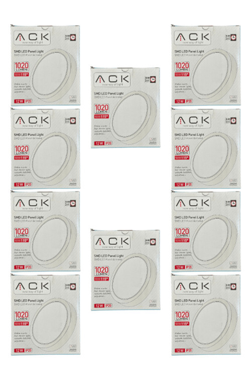 12W 6500K (Beyaz Işık) Sıva Üstü Led Armatür (10 Adet)
