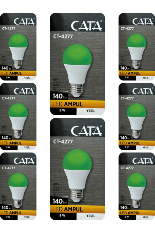 Ct-4277 9W Yeşil Işık E27 Duylu Led Ampul (8 Adet)
