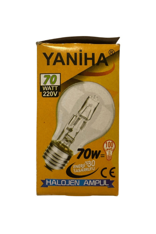 Yaniha 70W (100W) 2800K Sarı Işık E27 Duylu Eski Tip Halojen Ampul (4 Adet)