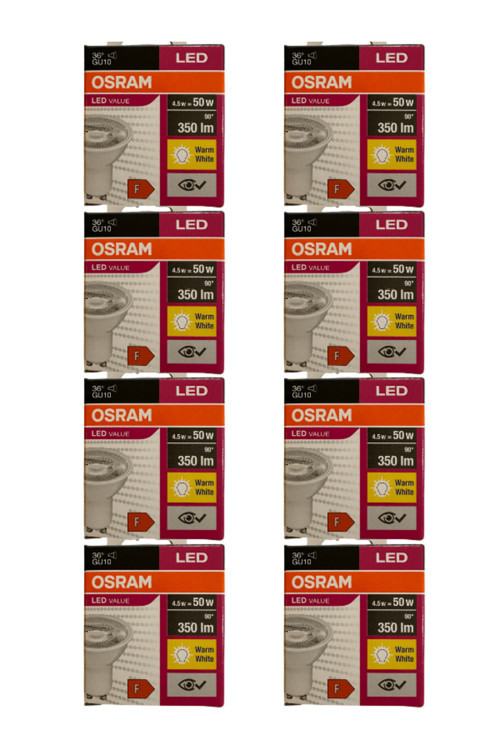 4.5W (50W) 3000K (Sarı Işık) Gu10 Duylu Par16 Led Spot (8 Adet)