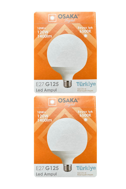 (2 Adet) 18W (120W) 6500K (Beyaz Işık) E27 Duylu (Kalın Duy) Glop Led Ampul
