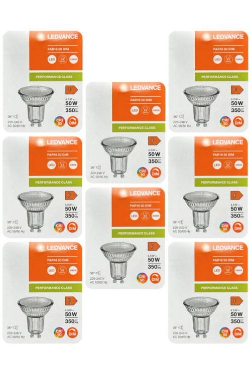 (8 Adet) 4,5W Ilık Beyaz (4000K) Dim Edilebilir Gu10 Duylu Cam Spot Ampul
