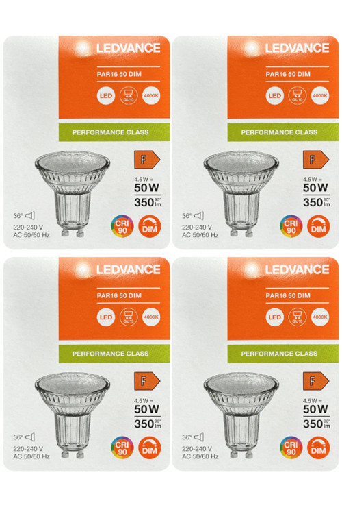 (4 Adet) 4,5W Ilık Beyaz (4000K) Dim Edilebilir Gu10 Duylu Cam Spot Ampul