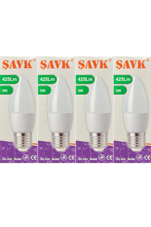 5W (37W) 3000K (Sarı Işık) E27 Duylu Led Mum Ampul (4 Adet)