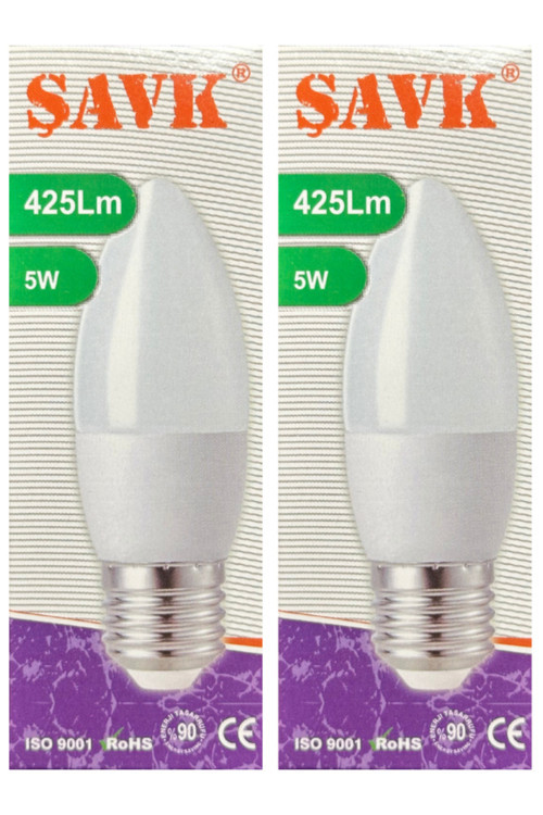 5W (37W) 3000K (Sarı Işık) E27 Duylu Led Mum Ampul (2 Adet)