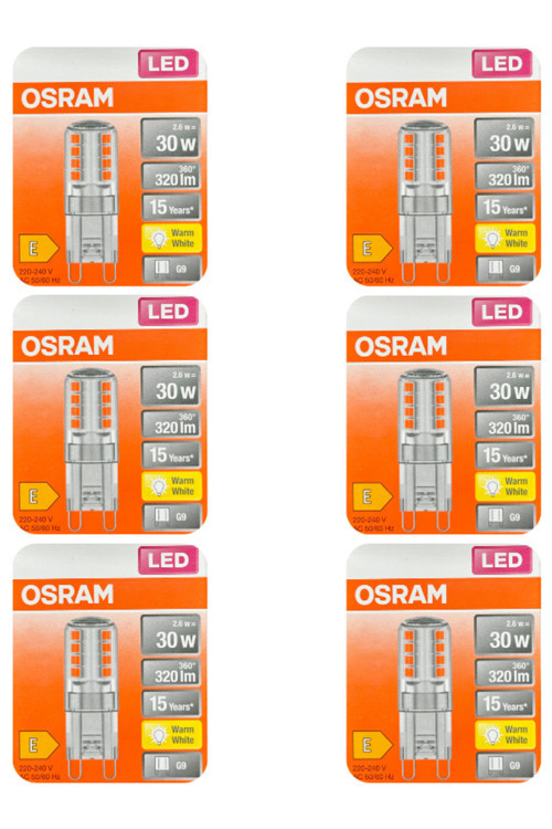 2,6W (30W) 2700K (Sarı Işık) G9 Duylu Led Kapsül Ampul (6 Adet)