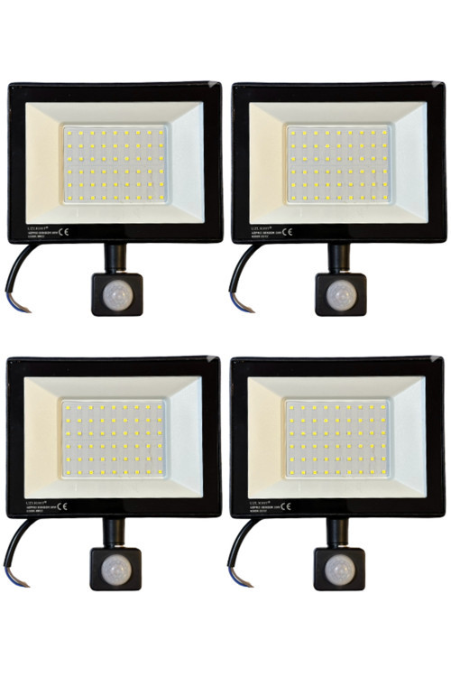 50W 6500K (Beyaz Işık) Sensörlü Led Projektör (4 Adet)