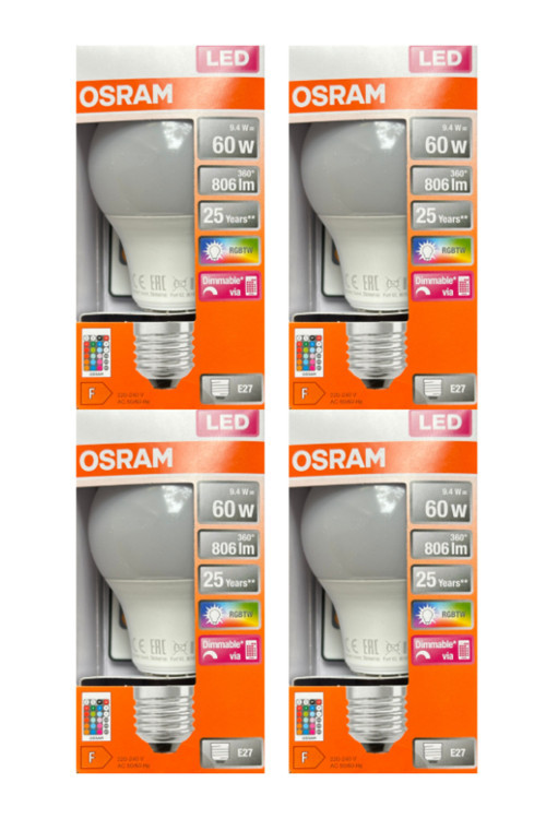 9.4W (60W) Kumandalı Dim Edilebilir E27 Duylu Rgb Ampul (4 Adet)