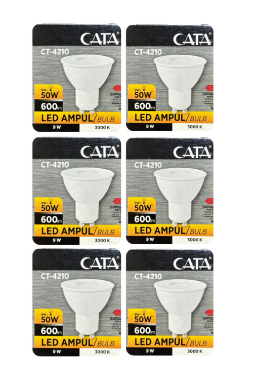(6 Adet) Cata 9W (50W) Sarı Işık (3000K) Dim Edilebilir Gu10 Duylu Led Spot Ampul