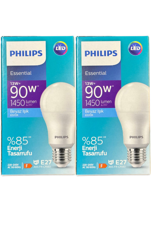 13W (90W) 6500K (Beyaz Işık) E27 Duylu Klasik Led Ampul (2 Adet)