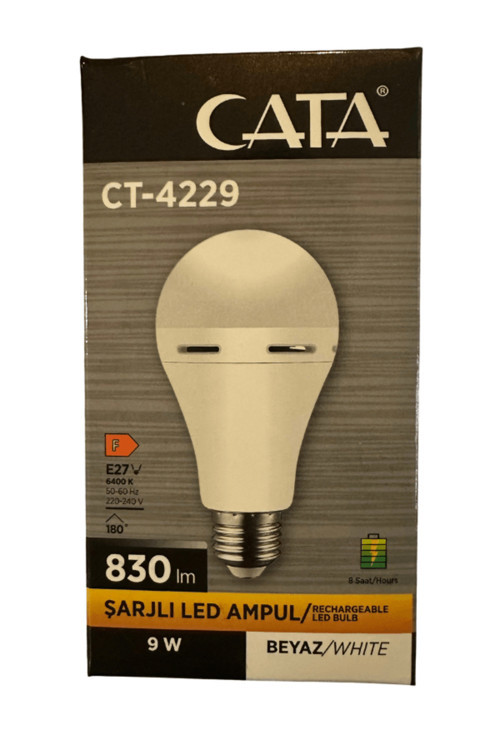 Ct-4229 9W 6400K (Beyaz Işık) E27 Duylu Şarjlı Led Ampul