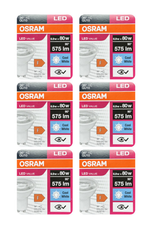 (6 Adet) Ledvance 6,9W Günışığı-Ilık Beyaz (4000K) Gu10 Duylu Led Spot Ampul