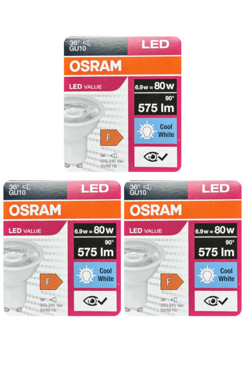 (3 Adet) Ledvance 6,9W Günışığı-Ilık Beyaz (4000K) Gu10 Duylu Led Spot Ampul