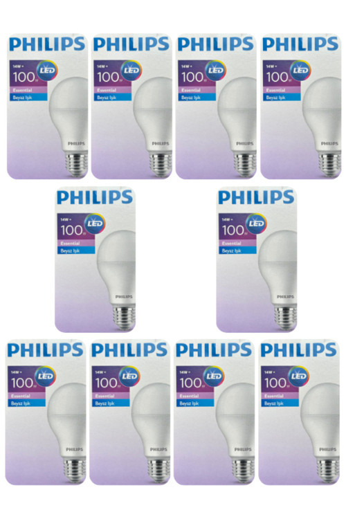 (10 Adet) 14W (100W) Beyaz Işık E27 Duylu (Kalın Duy) Led Ampul