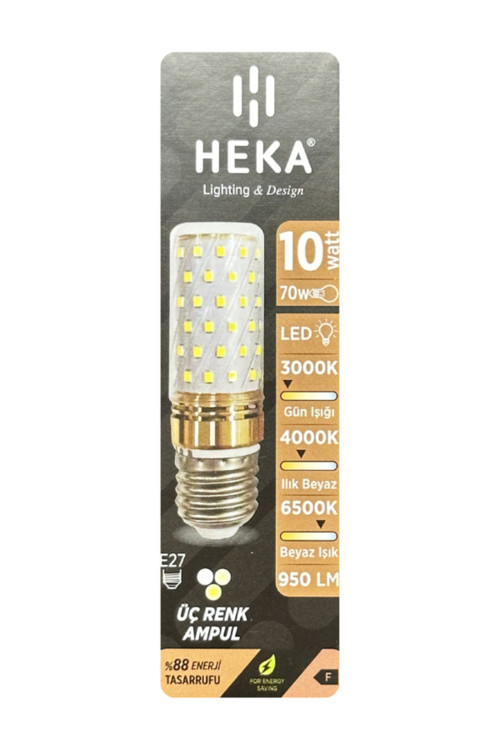 (1 Adet) 10W (70W) Sarı-Günışığı-Beyaz E27 Duylu Üç Renkli Led Mısır Ampul