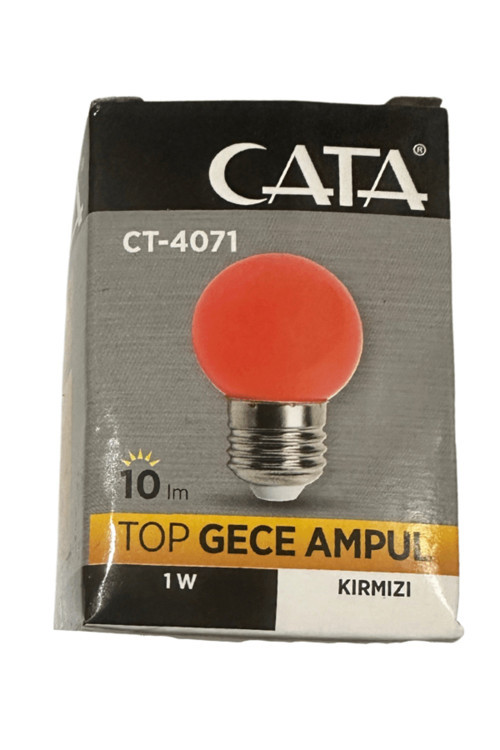 Ct-4071 1W Kırmızı Işık E27 Duylu Top Gece Led Ampul (8 Adet)