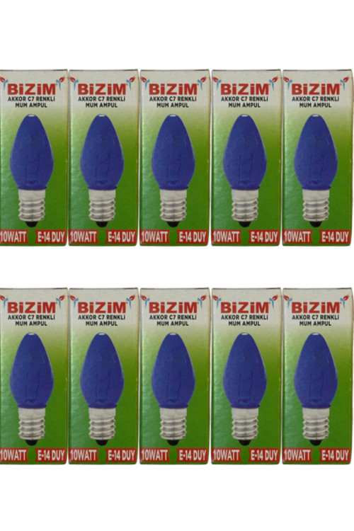 10W Mavi Işık E14 Duylu Dim Edilebilir Mum Ampul (10 Adet)