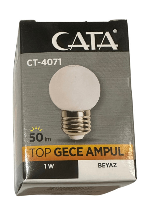 Ct-4071 1W (Beyaz Işık) E27 Duylu Top Gece Led Ampul (2 Adet)