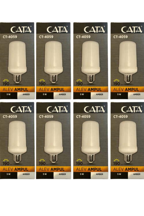 Ct-4059 5W (Amber Işık) E27 Duylu Led Alev Ampul (8 Adet)