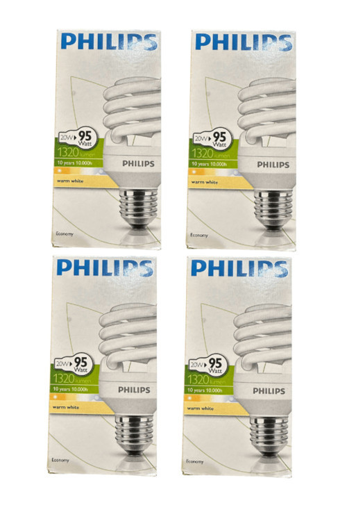 Economy 20W (95W) 827 2700K (Sarı Işık) E27 Duylu Floresan Ampul (4 Adet)
