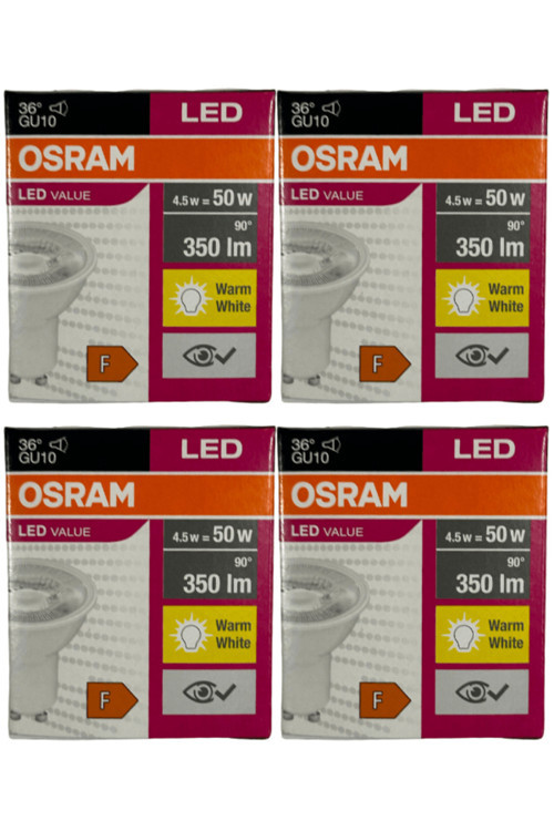 Par16 4.5W (50W) 2700K (Sarı Işık) Gu10 Duylu Led Spot (4 Adet)