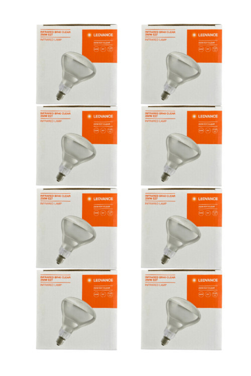Ledvance 250W Şeffaf Infrared Isıtıcılı E27 Duylu Halojen Ampul (8 Adet)