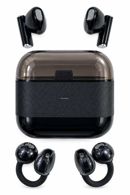 4’lü Kablosuz Bluetooth Kulaklık Klipsli ve Kulak İçi Tasarım Siyah