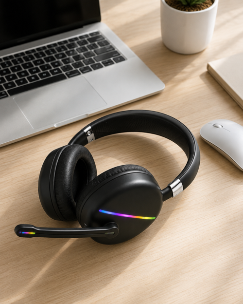 Mikrofonlu Bluetooth Kulak Üstü Kulaklık RGB Aydınlatmalı Type-C Şarjlı 1
