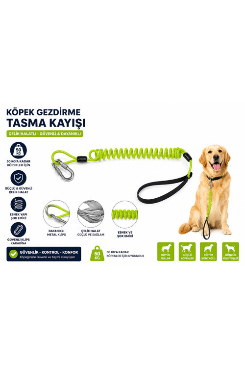 1,5 metre Köpek Gezdirme Tasma Kayışı Siyah 50 Kg'a Kadar Köpekler Için Tasma Halatı Gezdirme Ipi çelik halatlı