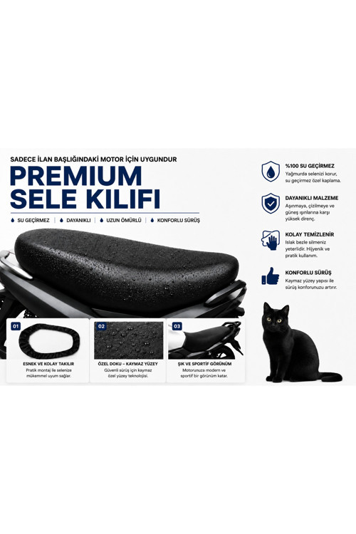 Kral Motor KR-44 Loyal 50 Motosiklet Sele Kılıfı Su Geçirmez Sele Koruma