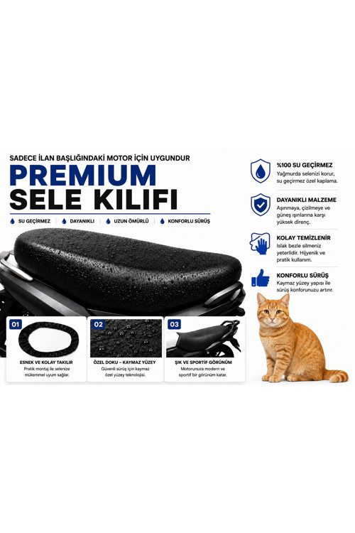 Mondial 100 SFC Automatic X Motosiklet Sele Kılıfı Su Geçirmez Sele Koruma