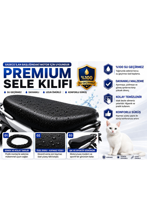 SYM Jet X 125 E5 Plus Motosiklet Sele Kılıfı Su Geçirmez Sele Koruma