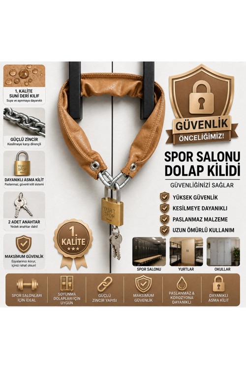 kahverengi Üniversite Yurt Dolap Kilidi Zincirli Asma Kilit – Öğrenci Dolabı, KYK Yurt ve Okul Güvenlik Kilidi