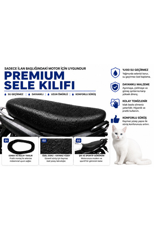 RKS Stream 50 Premium Kahverengi Suni Deri Sele Kılıfı Su Geçirmez Motosiklet Koltuk Koruyucu