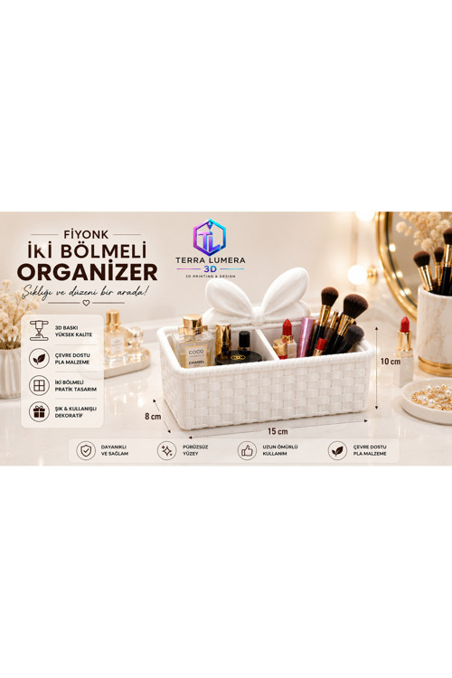 Fiyonk Makyaj Organizeri 2 Bölmeli Masaüstü Kozmetik Düzenleyici