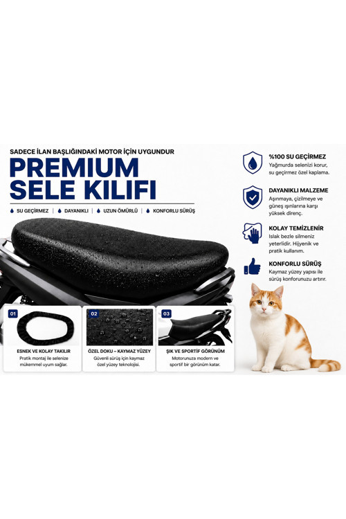 Mondial 125 MG Sport Motosiklet Sele Kılıfı Su Geçirmez Sele Koruma