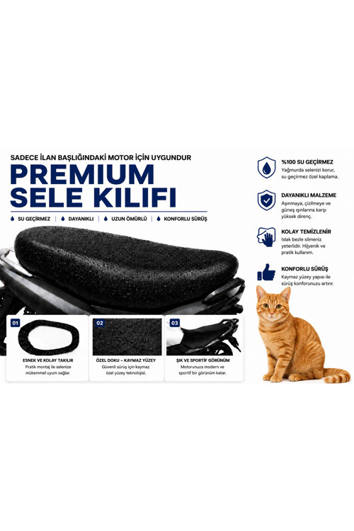 RKS Pride 125 Motosiklet Sele Kılıfı Su Geçirmez Sele Koruma
