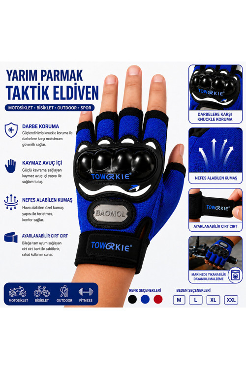 Yarım Parmak Motosiklet Eldiveni Korumalı Yazlık Scooter Bisiklet Eldiveni
