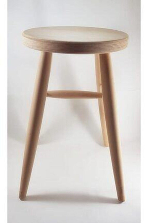 Ahşap Yuvarlak Tabure Ham Ahşap 45 Cm