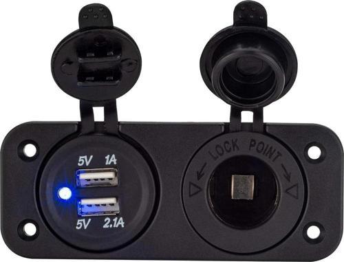 5V/1A +2.1A Çift Usb ve 12V Kapaklı Çakmaklık Girişi