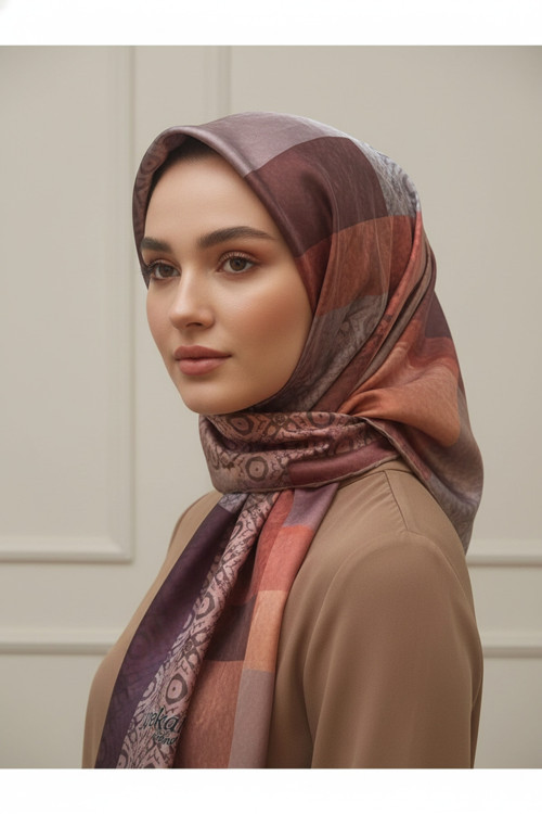 Trend Dijital Baskı Batik Dikdörtgen Desenli Royan Eşarp Desen 4 Renk 8
