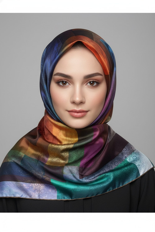 Trend Dijital Baskı Batik Dikdörtgen Desenli Royan Eşarp Desen 4 Renk 6