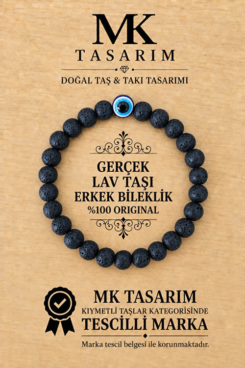 GERÇEK LAV TAŞI ERKEK BİLEKLİK MK.8000.014- RAHATLIK-DİNGİNLİK-ENERJİ- STRES BİLEKLİĞİ