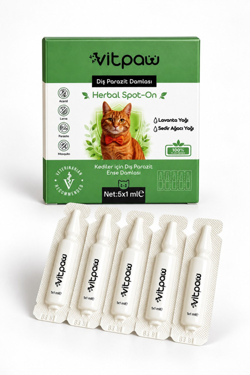 Kediler için Bitkisel Dış Parazit Damla Deri Bakımı 5x1 ml