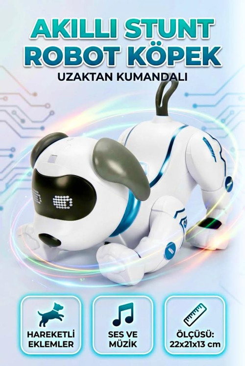 7 Farklı Sesli Komutu Anlayabilen Proglamlanabilir Uzaktan Kumandalı Etkileşimli Oyuncak Robot Köpek