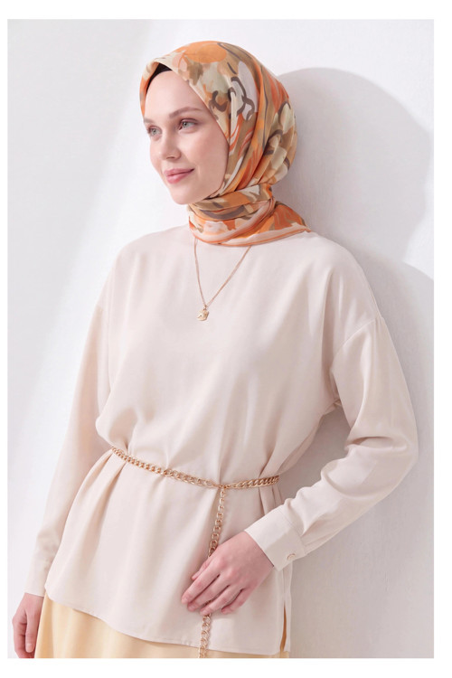 Soft Eşarp Painterly Floral Yeşil Bej