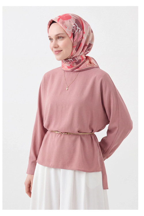 Soft Eşarp Painterly Floral Pembe
