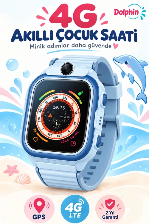 4G Akıllı Çocuk Saati Sim Kartlı GPS Rota Takipli Kameralı Görüntülü Konuşmalı SOS 800mAh